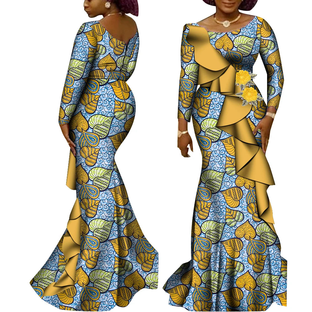 Women’s Ankara Print Long Sleeve Kanga Dress – Cotton | Dashiki Style | Wedding, Party & Occasion | XS–6XL + Custom | 22 Prints