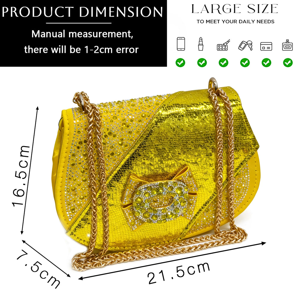 Women Elegant Orange High Heel Shoe and Matching Bag Set with Rhinestone Accents Stylish Peep Toe Design for Party