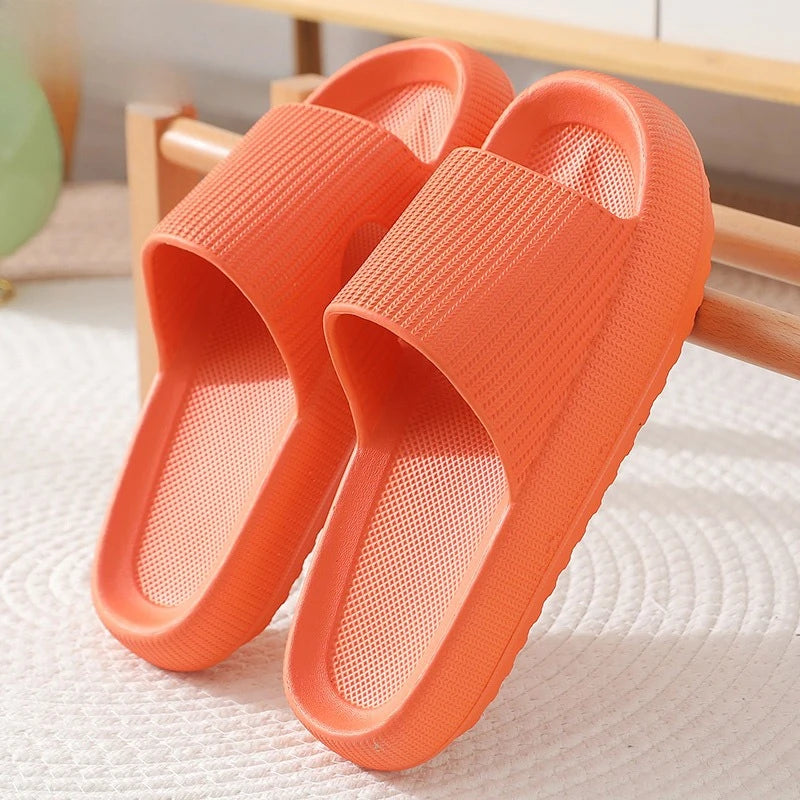 EVA Thick Sole 4cm Bathroom Slippers Cloud-Like Comfort Home Use Couple Height Increasing Indoor Solid Color Summer Sandals