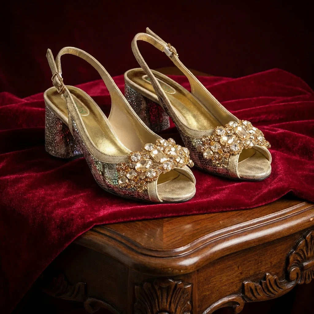 New INS Style Fashion Itlian Design High Heels Shoes  and Bag Set Rhinestone-Embellished Designer Shoes Heel Perfect for Party