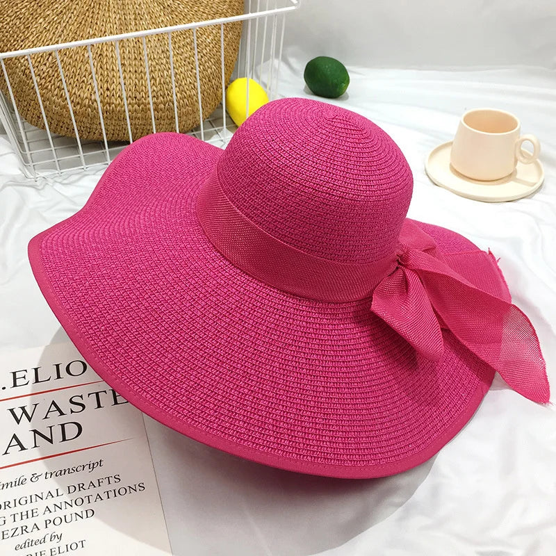 Women's Wide Brim Straw Sun Hat | Foldable Beach & Travel Hat