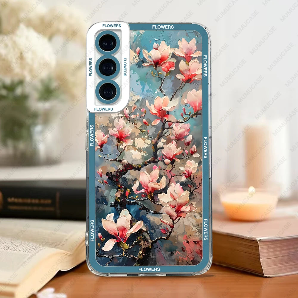 Samsung Galaxy A-Series Soft TPU Phone Case – Oil Painting Floral Design