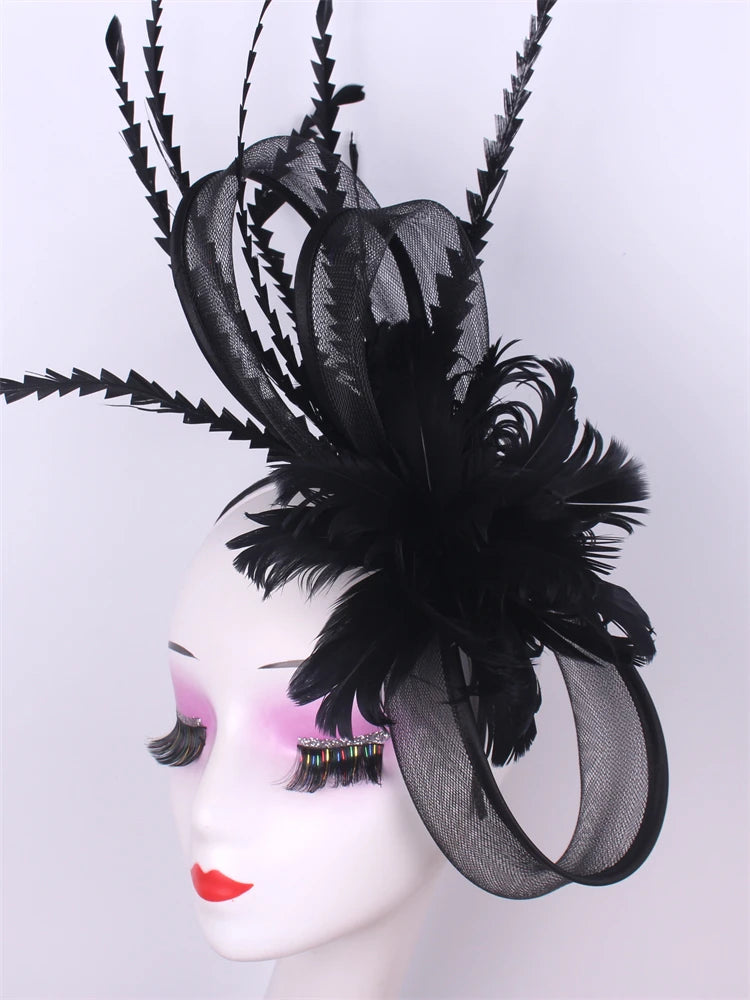 Wedding Veils Wedding Pillbox Cap Women Vintage Red White Black Fascinators Hat New Fashion Party Headpiece Feathers Hats Femme