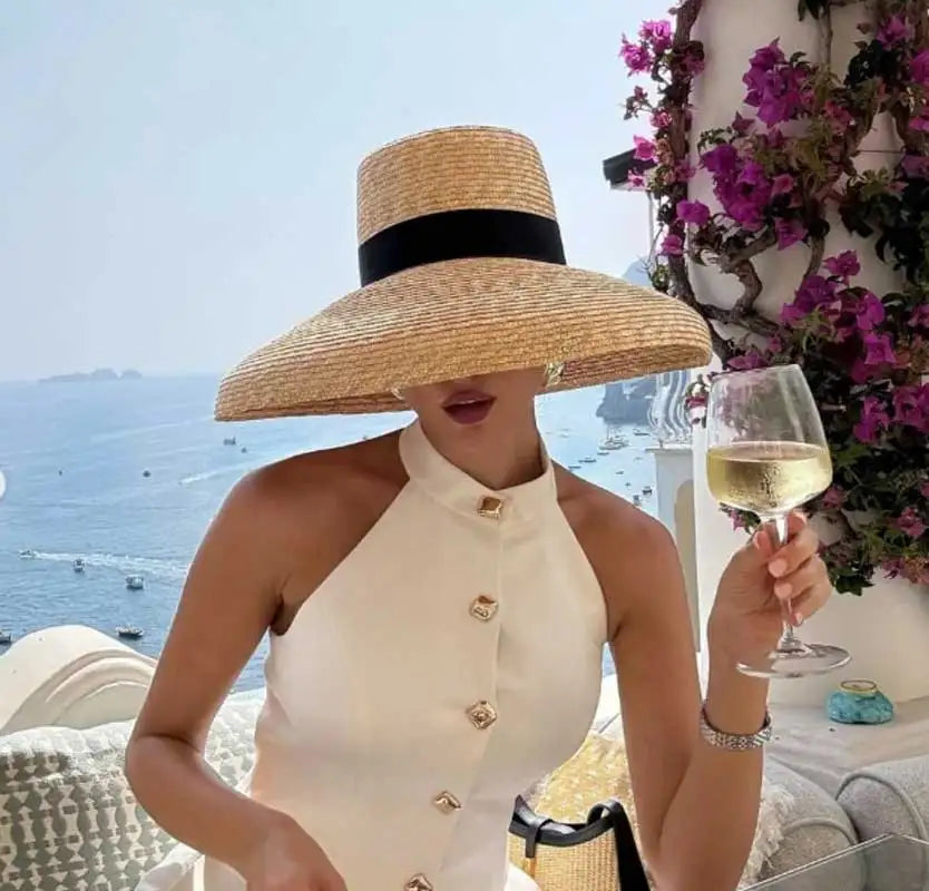 Women's Shiny Straw Sun Hat | Hepburn Style Beach Hat | AvantBah