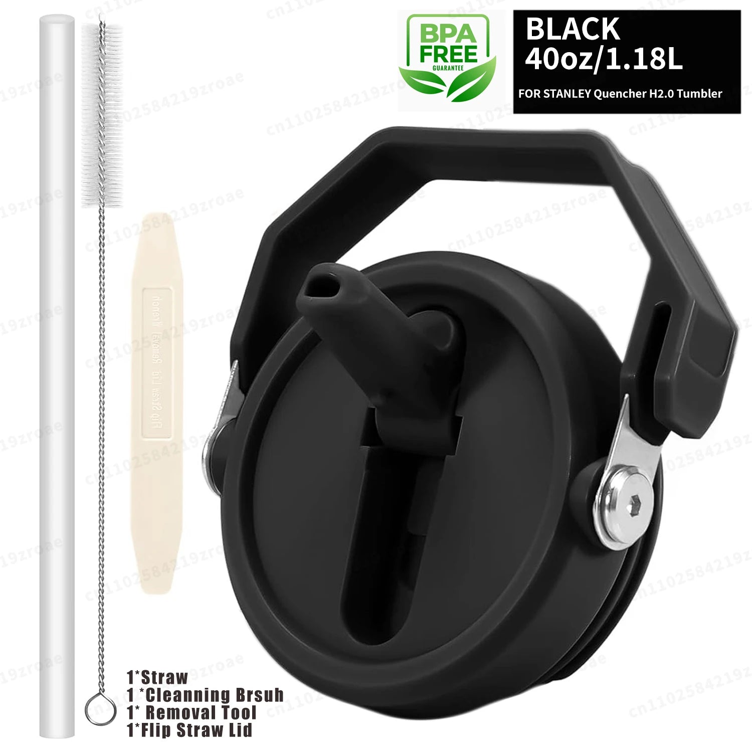 Couvercle à paille rabattable pour gobelet Stanley de 40 oz, couvercle portatif étanche avec poignée, couleur exacte, paille rabattable détachable avec brosse et outil de retrait