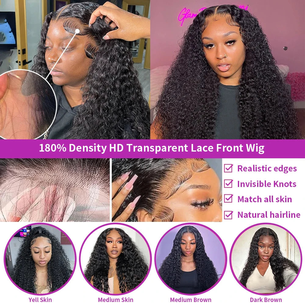 Perruques Lace Front Cheveux Naturels Ondulés Profonds Pré-épilées Densité 180% HD 13x6 Perruques Frontales en Dentelle pour Femmes Cheveux Humains Perruques Frontales en Dentelle