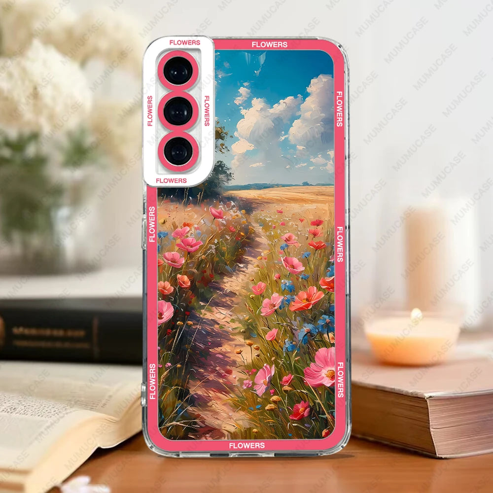 Samsung Galaxy A-Series Soft TPU Phone Case – Oil Painting Floral Design