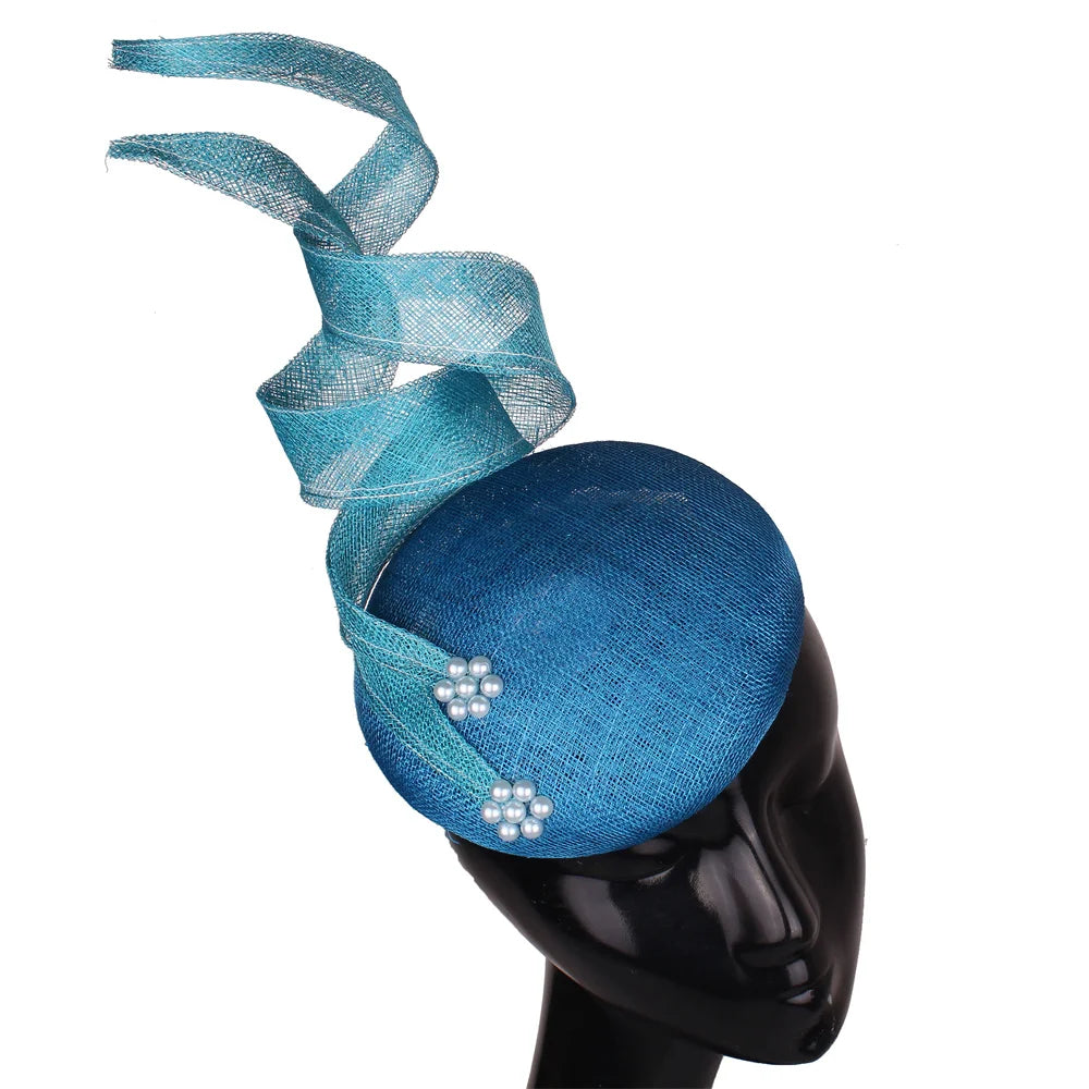 Green Fascinators Millinery Hat Party Tea Chapeau Headband New 4-Layer Sinamay Female Bridal Married Headpiece Fashion Occasion