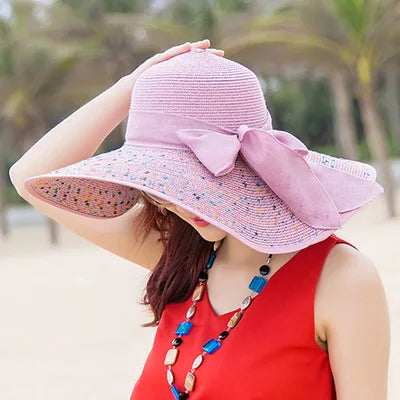 Women's Wide Brim Straw Sun Hat | Foldable Beach & Travel Hat