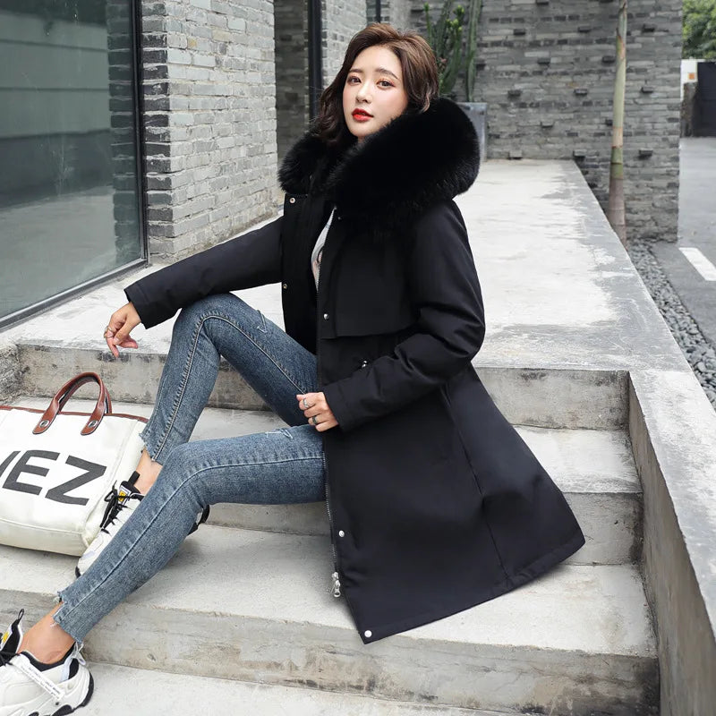 Women's Winter Parka Hooded Fur Collar Jacket