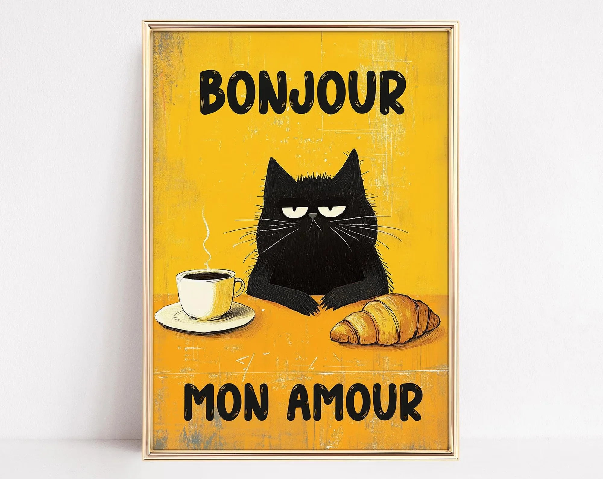 Black Cat & Dog Canvas Wall Art | Mid-Century Home Decor Gift | HotTrendyPicks