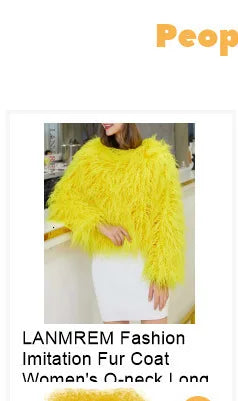 LANMREM Trendy Women's Faux Fur Coat Printed Colorful Furry Coats Autumn Winter Chic Suit Collar Thick Long Overcoat 2DB5840