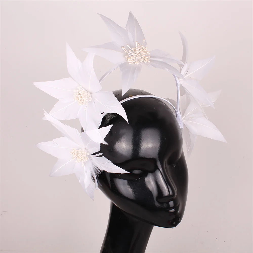 Women's Feather Fascinator Hat | Elegant Headband & Headdress for Weddings, Parties & Banquets