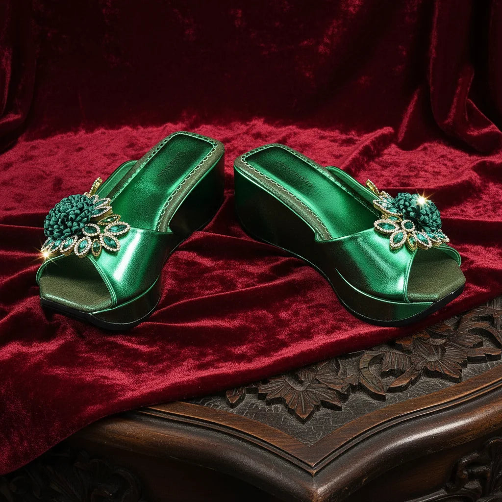 Newest Italian Design Special Synthetic Fabrics Women's Wedge heel Matching Shoe and Bag Set High Heel for Weddings and Parties