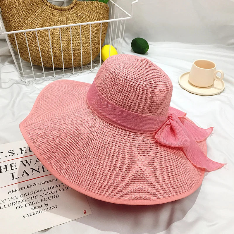 Women's Wide Brim Straw Sun Hat | Foldable Beach & Travel Hat