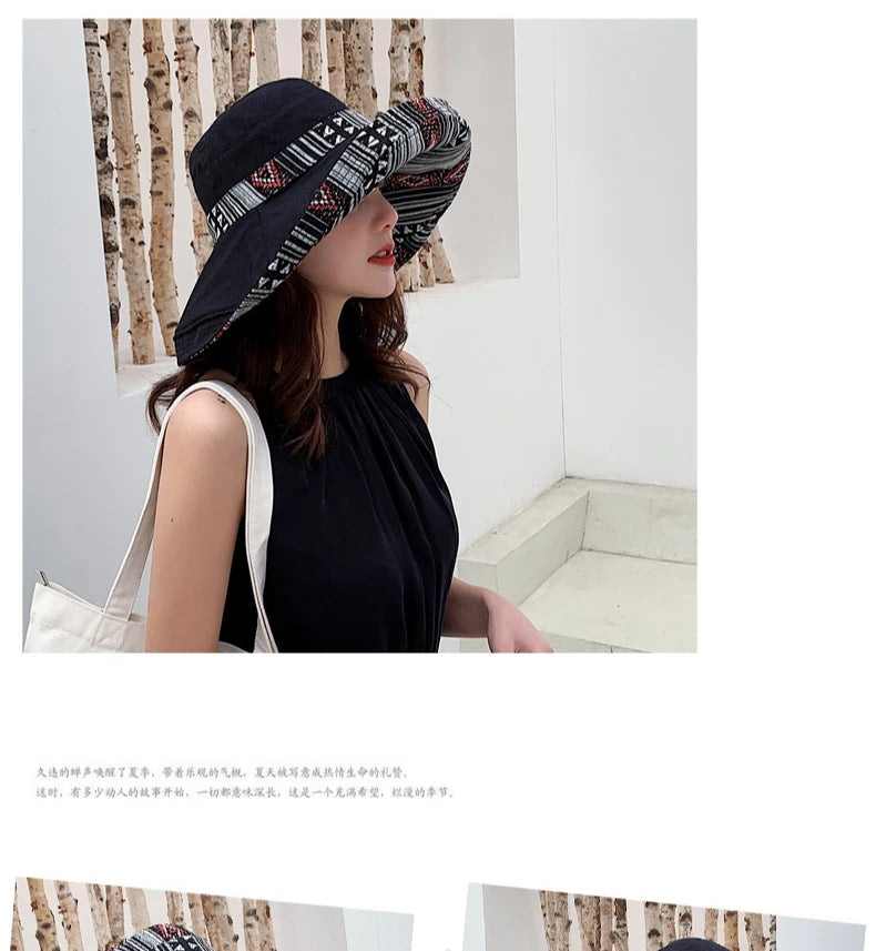 Women's Wide Brim Double-Sided Bucket Hat