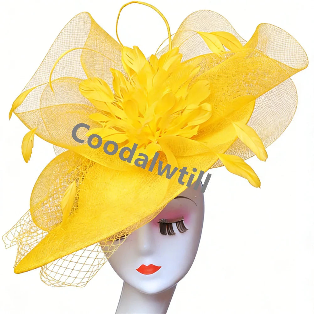 Voiles pour femmes Chapeau bibi à plumes Chapeau fascinateur pour femmes élégantes Église Derby Grande coiffe Chapeau de course pour femmes Chapeau de fête