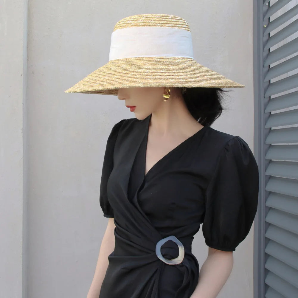 Women's Shiny Straw Sun Hat | Hepburn Style Beach Hat