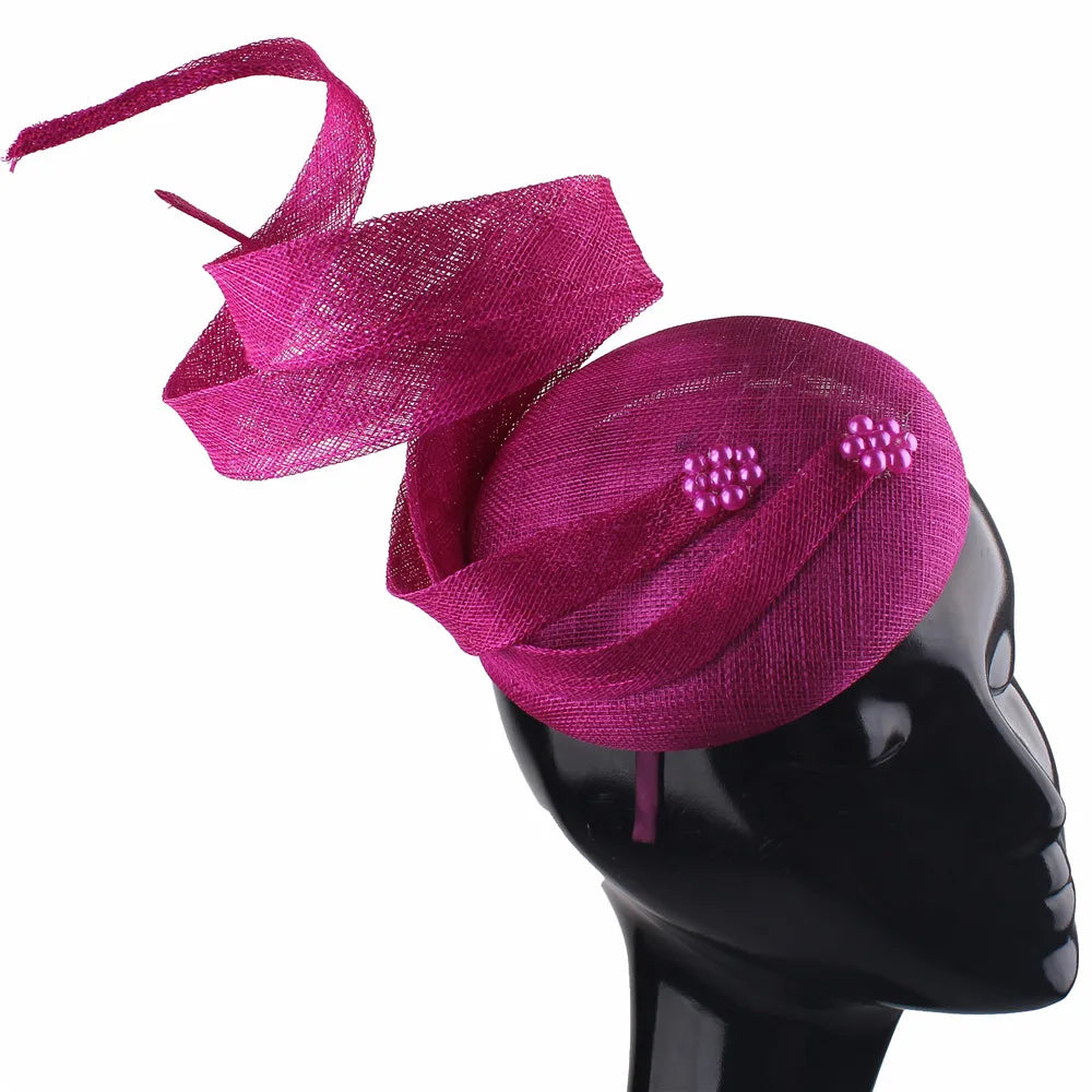 Green Fascinators Millinery Hat Party Tea Chapeau Headband New 4-Layer Sinamay Female Bridal Married Headpiece Fashion Occasion