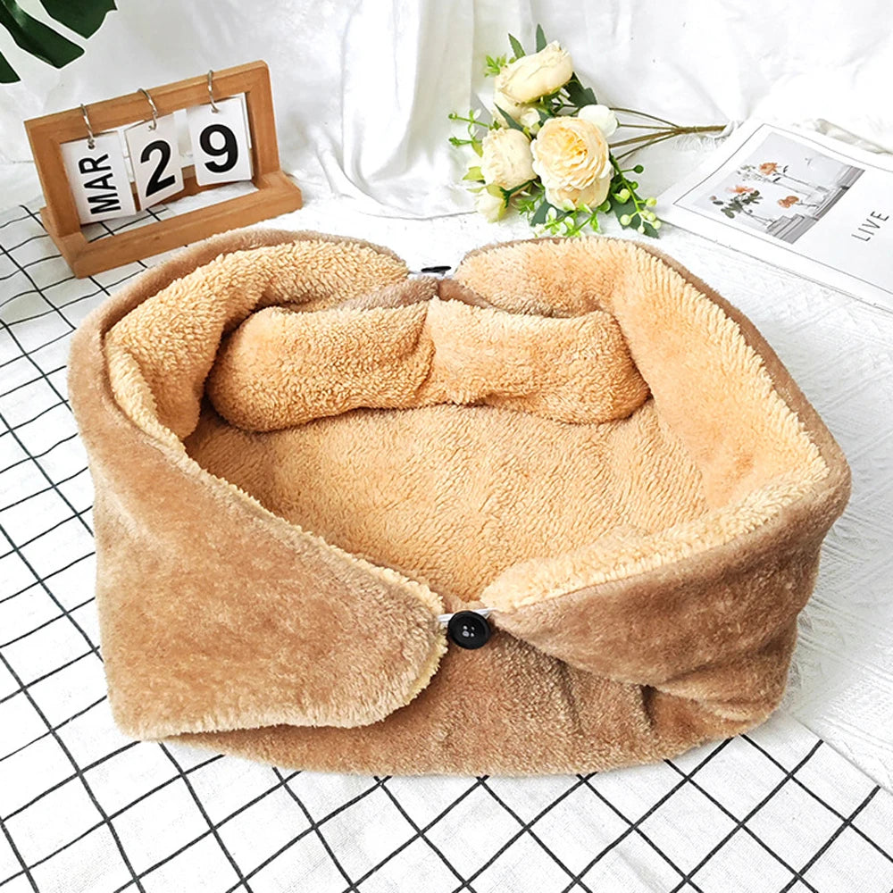 Lit douillet pliable pour animaux de compagnie | Coussin chaud et épais pour chats et chiens | Tailles S, M et L