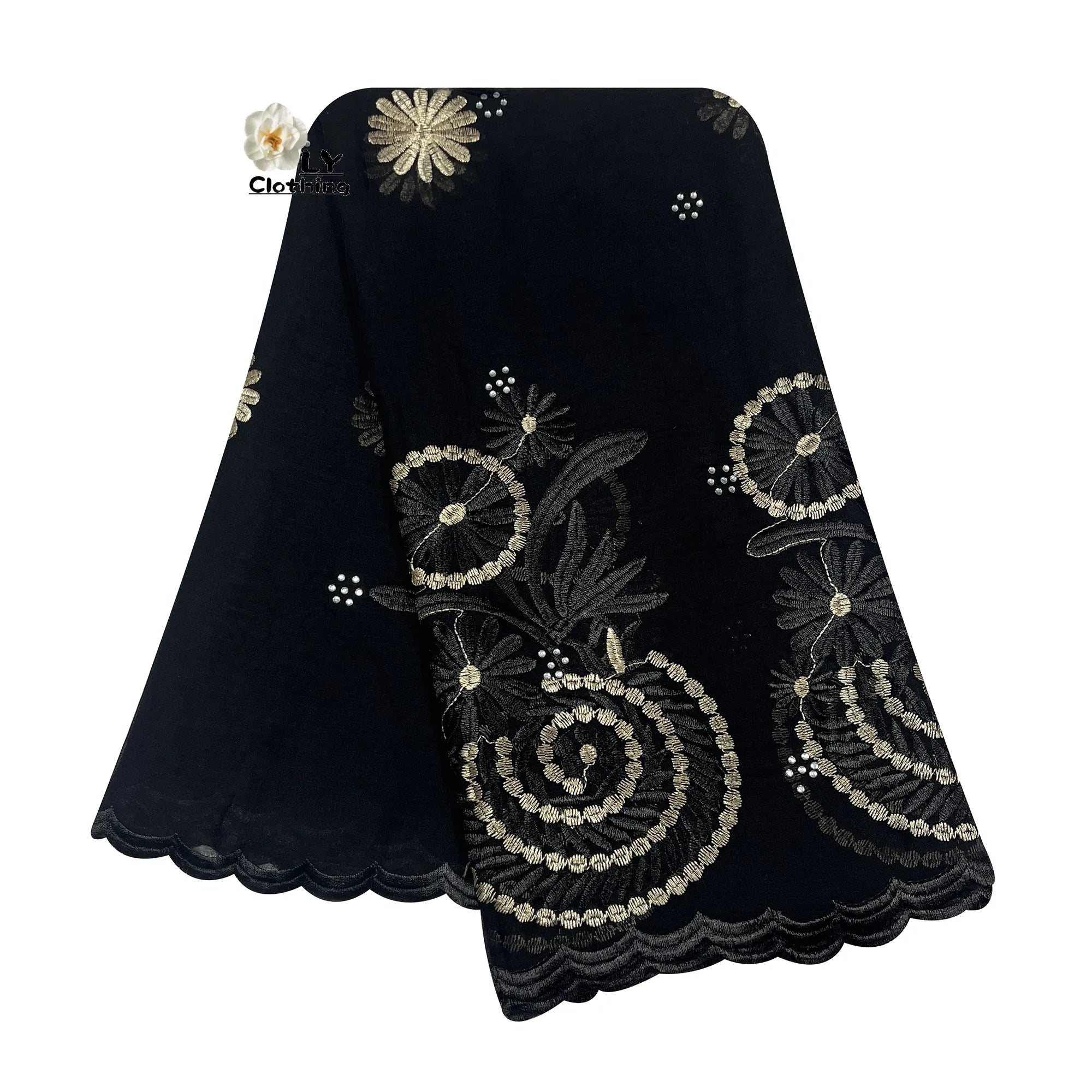 Embroidered Sequin Hijab Shawl - Premium Cotton Pashmina