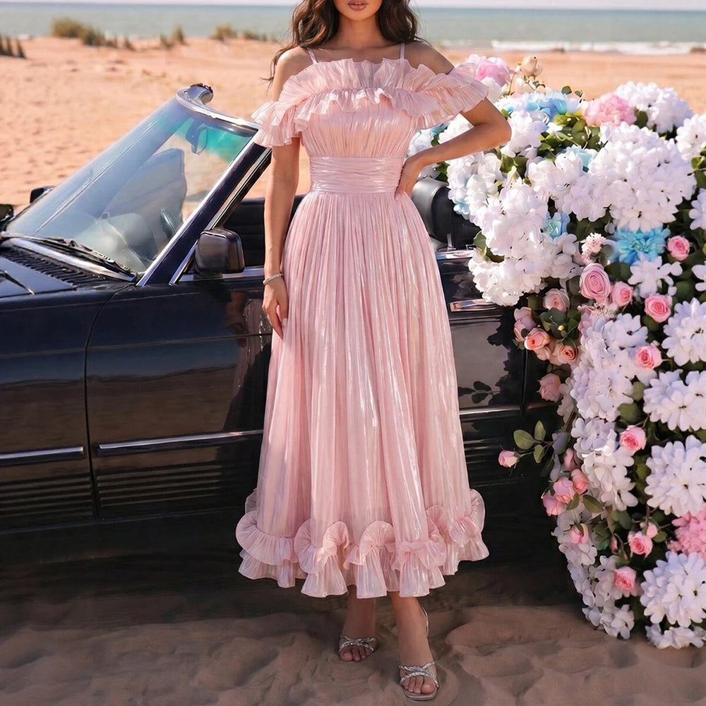 Women's Off-Shoulder Ruffle Maxi Dress
