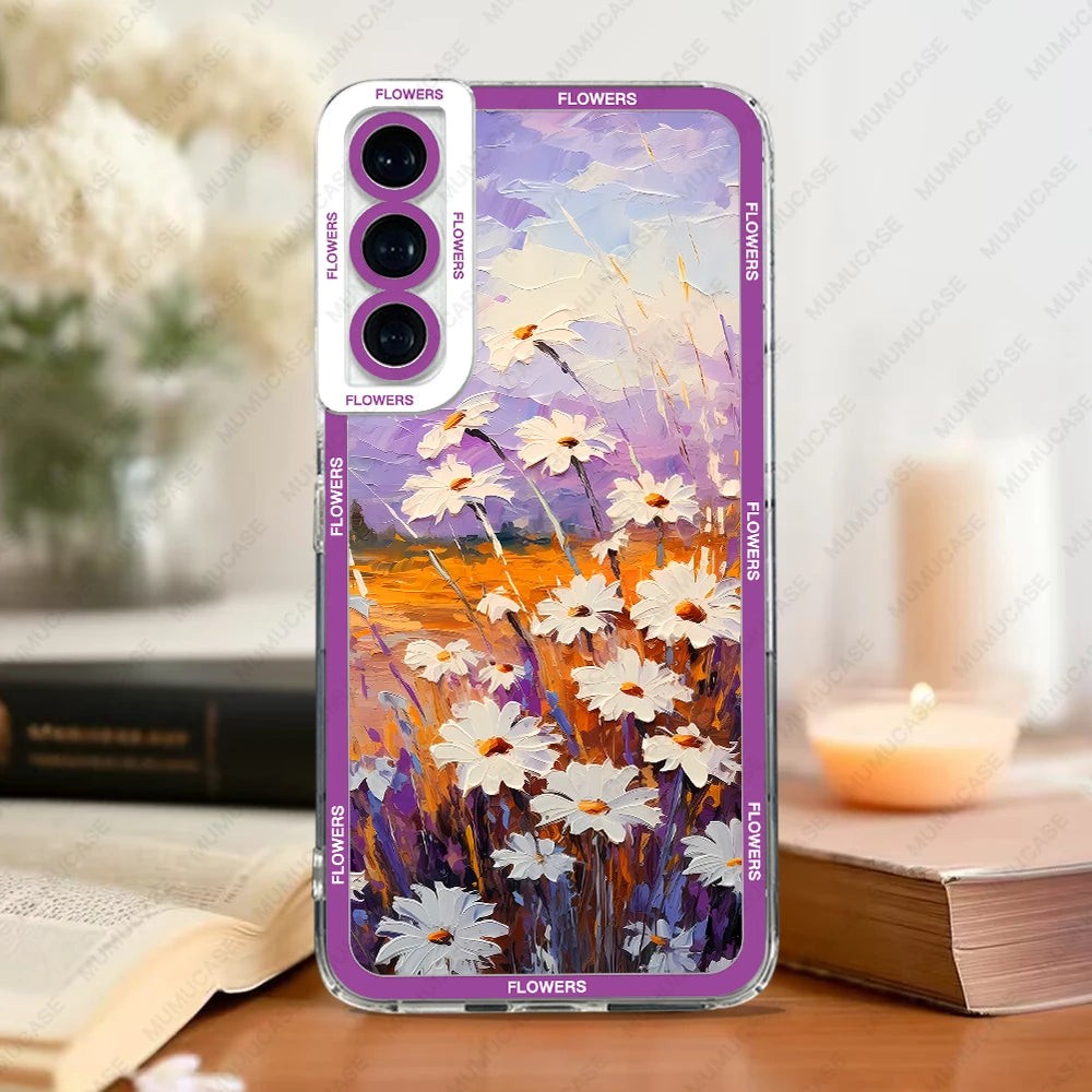 Phone Case For Samsung Galaxy A14 A21S A22 A24 A50 A31 A32 A33 A34 A51 A52 A53 A54 A71 A72 A73 Soft Cover Oil Painting Flowers