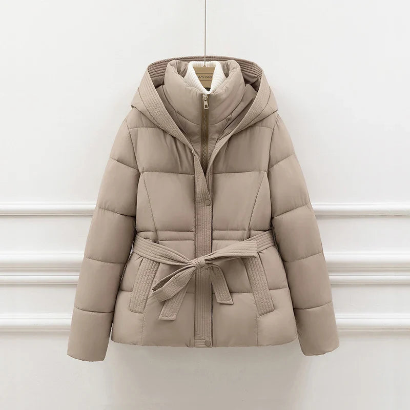 Women's Padded Cotton Thick Winter Coat with Hoodie