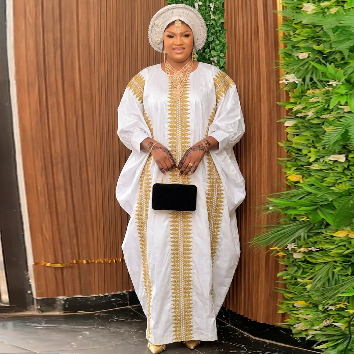 African Bazin Riche Boubou Dress — Women's Dashiki Gown for Wedding & Party