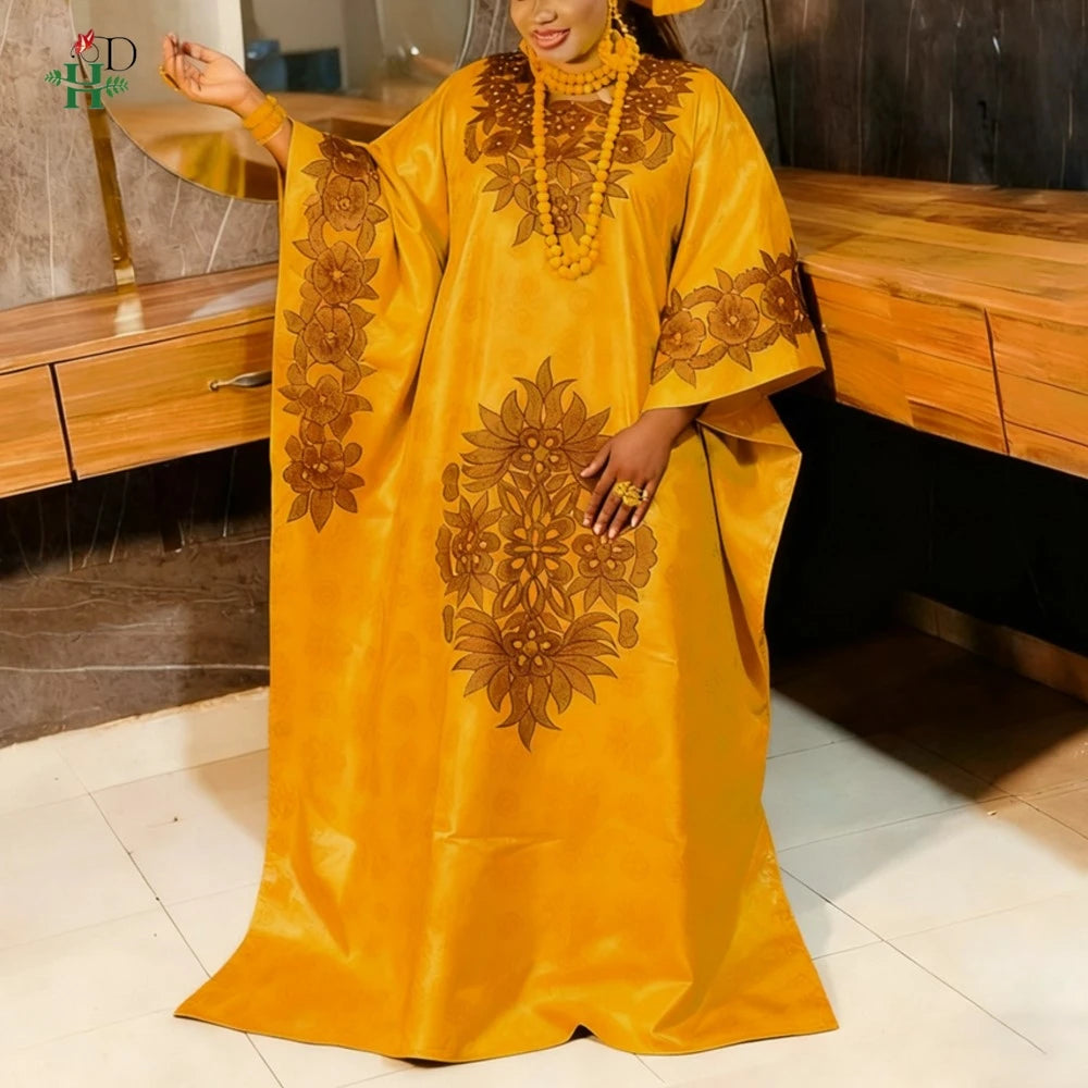 African dresses for women Kaftan Dress Embroidery Bazin Riche Wedding Party Plus Size