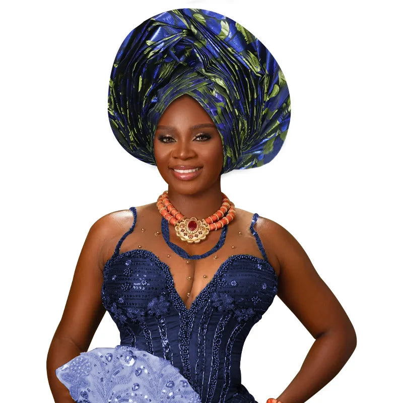 African Autogele Gele Headtie | Ready-to-Wear Women's Turban Cap for Weddings & Parties | AvantBah