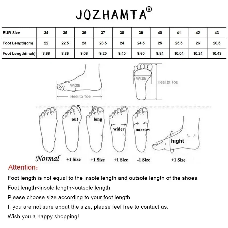 JOZHAMTA Size 34-43 Women Real Leather Thin Heels Ankle Boots Slip On Warm Autumn Winter Sexy Round Toe Elegant Short Boots