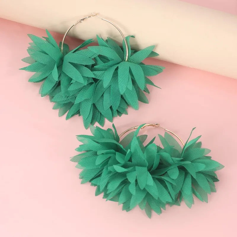 Women's Flower Hoop Earrings | Bohemian Large Round Earrings