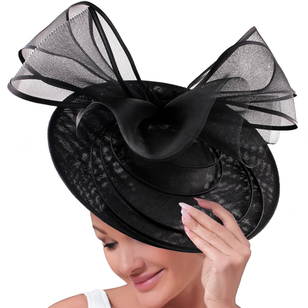 Elegant Wedding Big Size Fascinator Hat Women Flower Multimodal Hair Top Clips