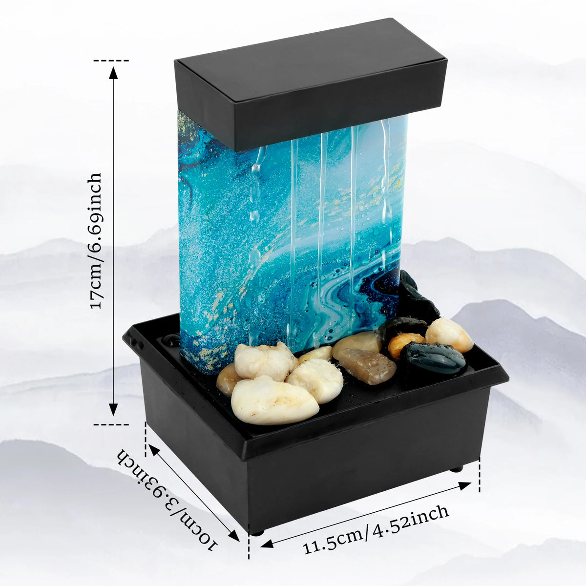 Tabletop Waterfall Fountain with Soft Lights – Desktop Relaxation Decor