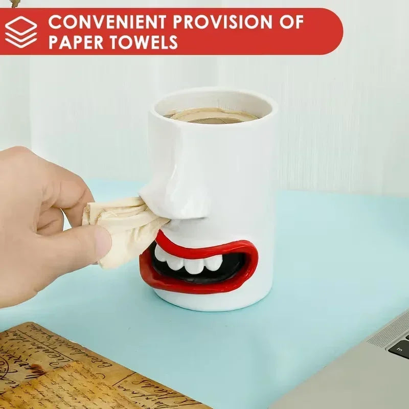 1pcs 2026New Fun Resin Facial Decoration Ornament,Napkin Dispenser Storage Box,Suitable for Bathroom,Bedroom Vanity Table,Home