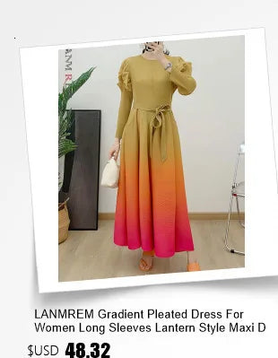LANMREM Maxi Pleated Dress For Women Lapel Single Breasted Long Sleeves Color Block Tassel Hem Loose Chic Clothing Autumn 2R5928