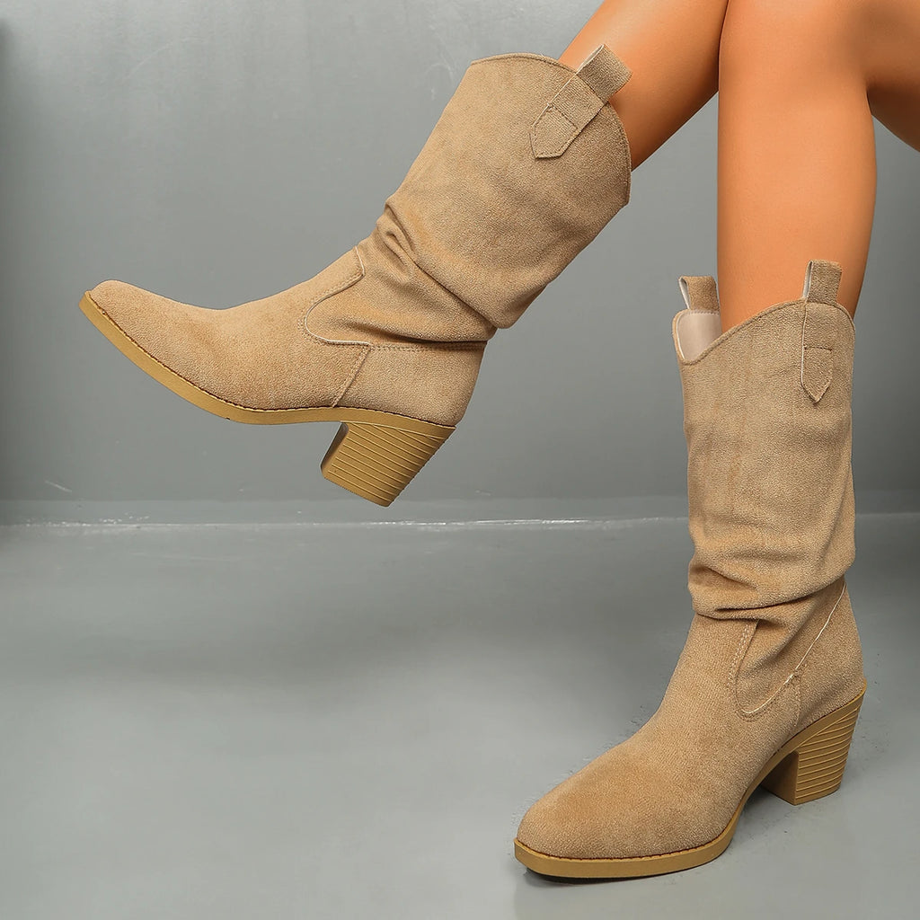 Winter Elegant Pointed Sexy Suede Midsole Boots Fashionable Hot Selling New Comfortable Large Size Women's Riding Boots