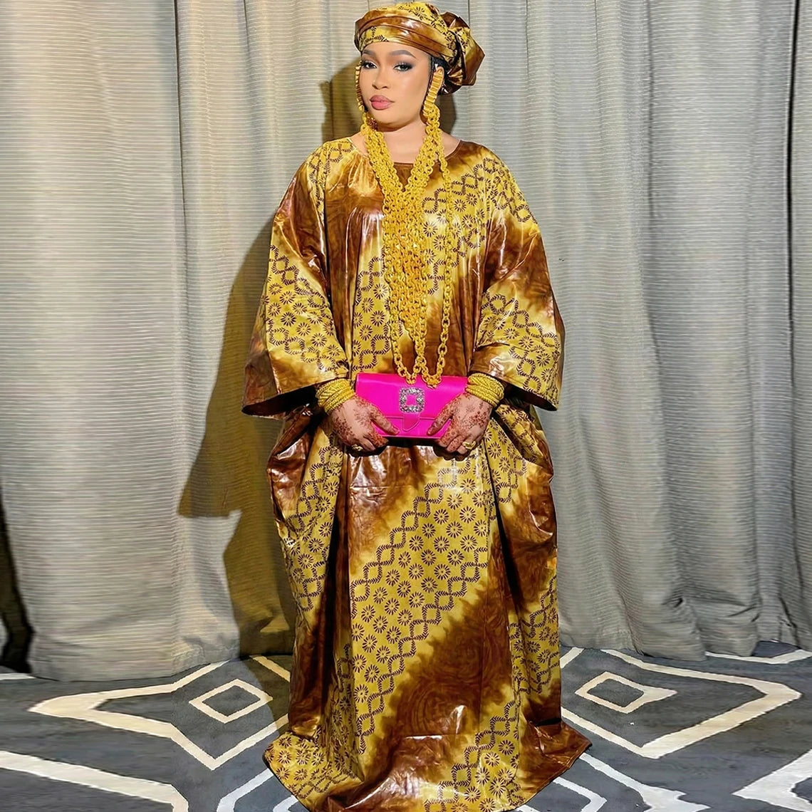 African Women Bazin Riche Boubou Dress Original Dashiki Clothing