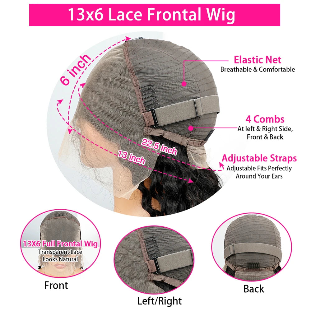 Perruques pré-plumées de cheveux humains, 200 densités 13x4 13x6 Full Frontal 360 HD Transparent Lace, 40 46 pouces de long, lisses, avec closure 5x5.