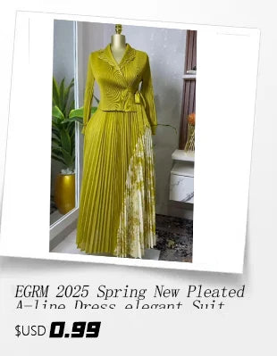 EGRM Pleated Dress Lapel Single Breasted Long Sleeves Color Block Tassel Hem Loose Designer Dresses for Women 2024 New 2Ra5928