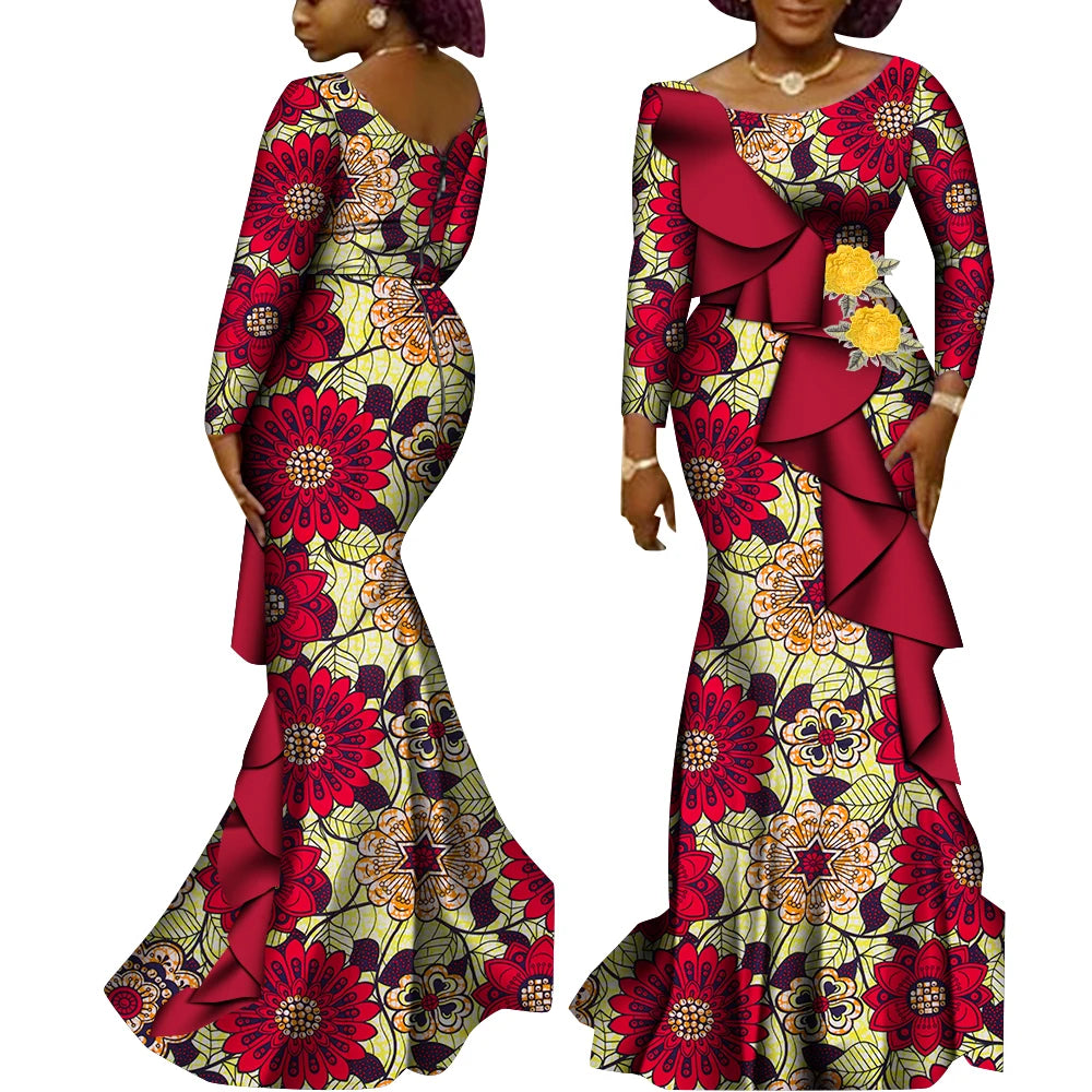 Women’s Ankara Print Long Sleeve Kanga Dress – Cotton | Dashiki Style | Wedding, Party & Occasion | XS–6XL + Custom | 22 Prints