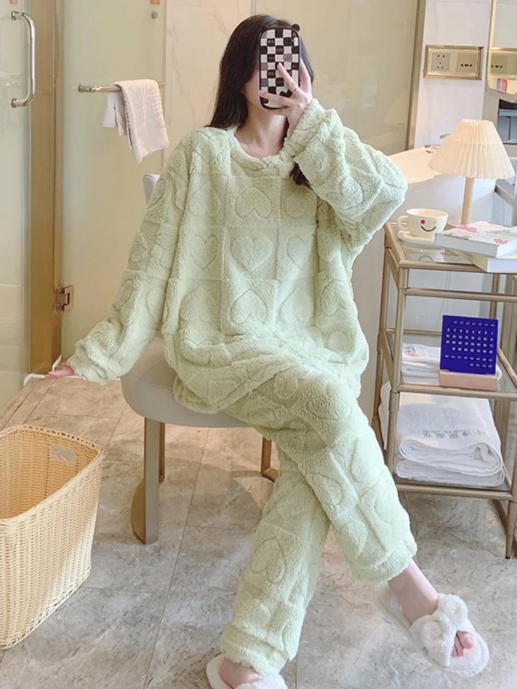 Plus Size Coral Fleece Pyjama Set | Thick Winter Sleepwear for Women | HotTrendyPicks