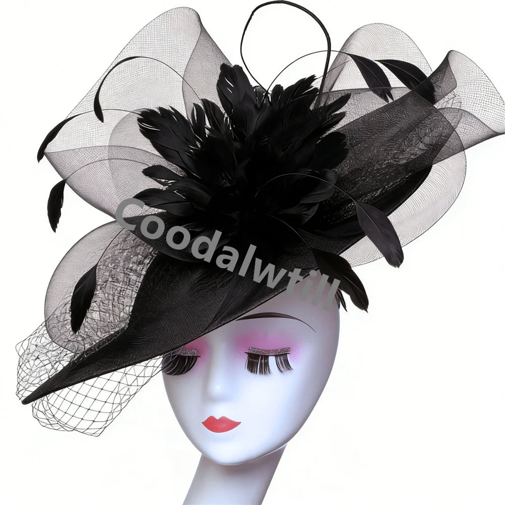 Voiles pour femmes Chapeau bibi à plumes Chapeau fascinateur pour femmes élégantes Église Derby Grande coiffe Chapeau de course pour femmes Chapeau de fête