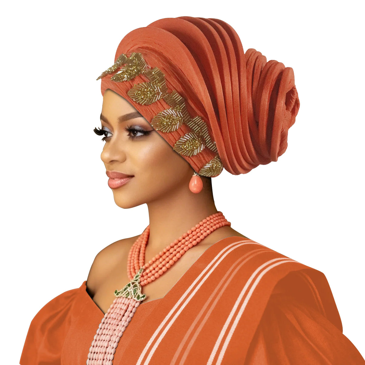 Pre-Made African Diamond Auto Gele | Nigerian Wedding Headtie Turban Cap & Head Wrap | AvantBah