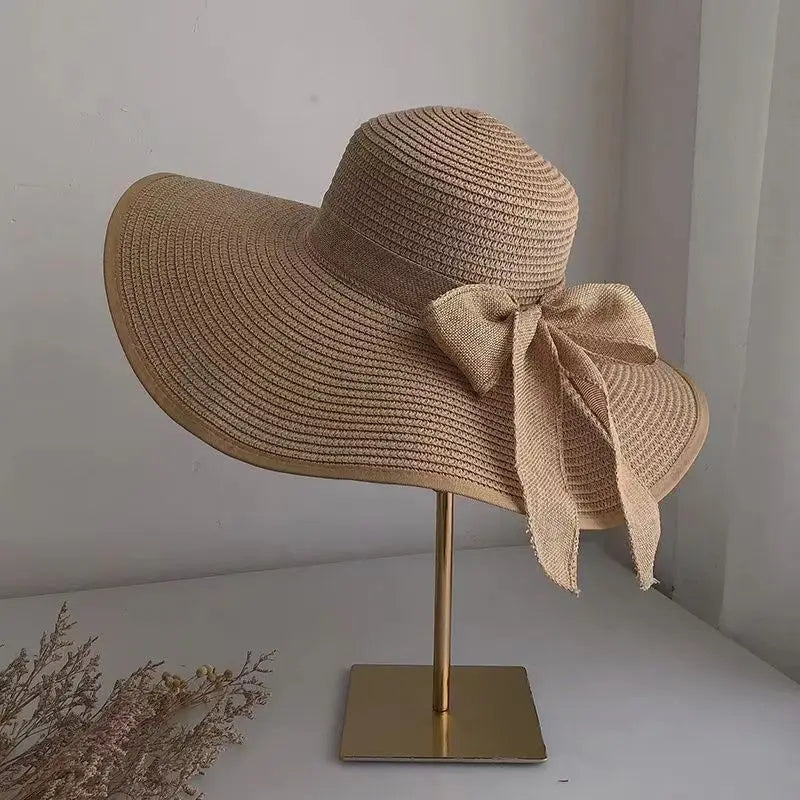 Women's Oversized Straw Sun Hat | Wide Brim Beach Hat with Bow