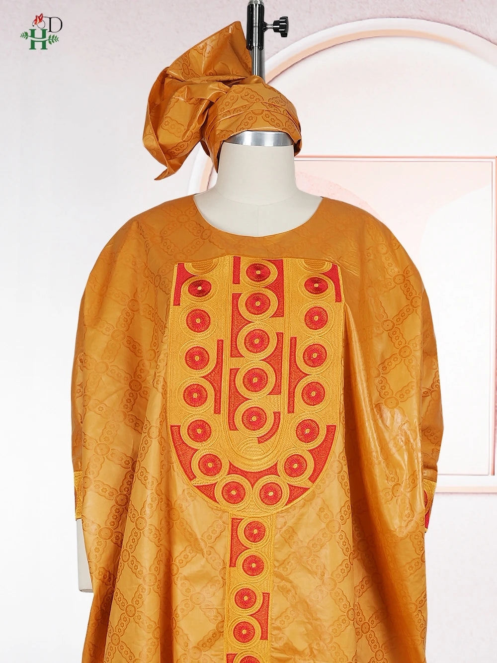African Men's Traditional Agbada Sets 3PCS Yellow Bazin Riche Embroidery Wedding Party Couple Suits boubou