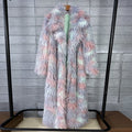 LANMREM Trendy Women's Faux Fur Coat Printed Colorful Furry Coats Autumn Winter Chic Suit Collar Thick Long Overcoat 2DB5840