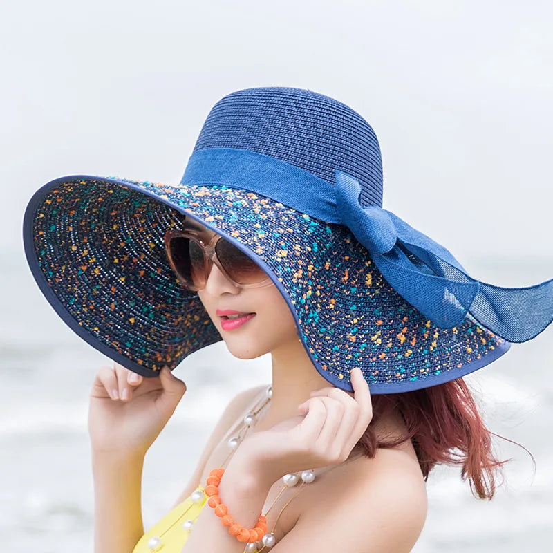Women's Wide Brim Straw Sun Hat | Foldable Beach & Travel Hat