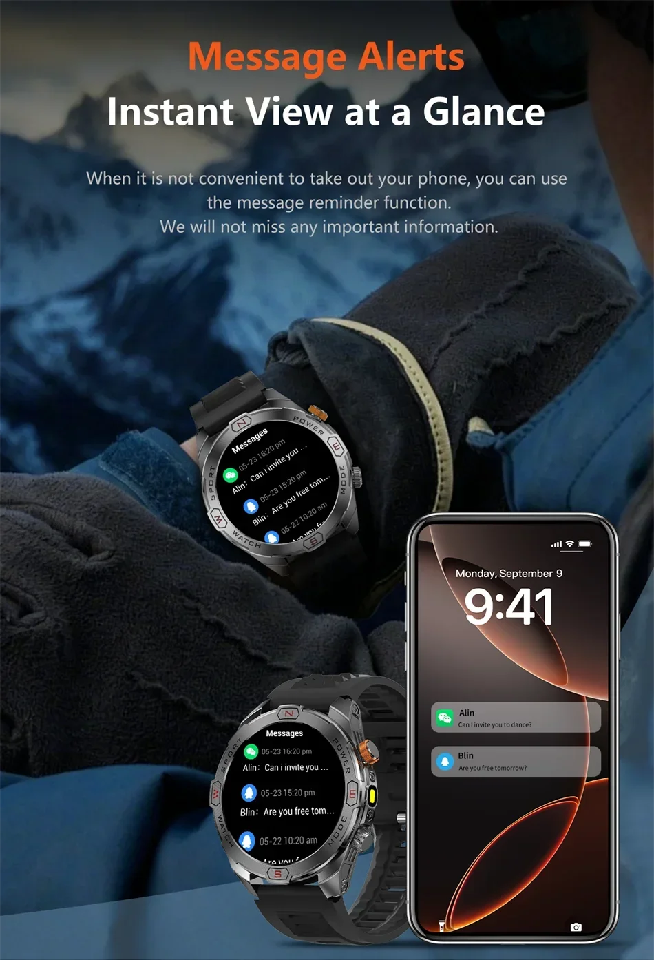 Military Grade 1200 mAh Battery Smart Watch Men LED Flashlight Outdoor Sports Fitness Tracker Compass Bluetooth Call Smartwatch